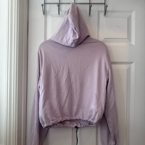 Lavender Hoodie with Sherpa Pocket, Light Purple Hoodie, Purple Sweatshirt - Picture 6 of 9